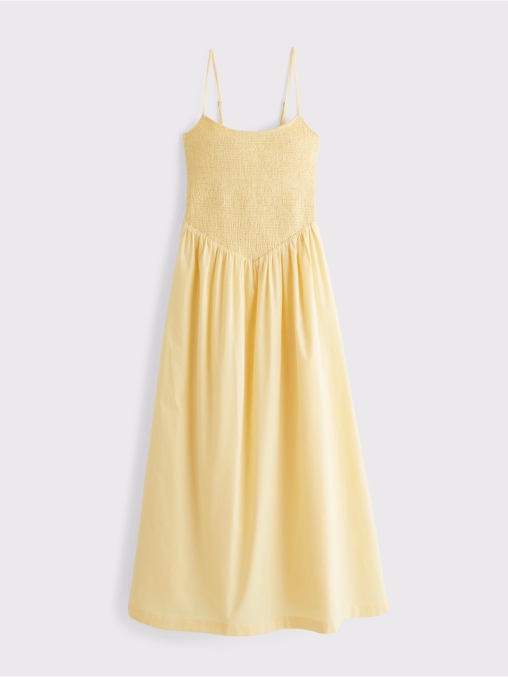 Sydney Smocked Dipped-Waist Yellow Midi Dress